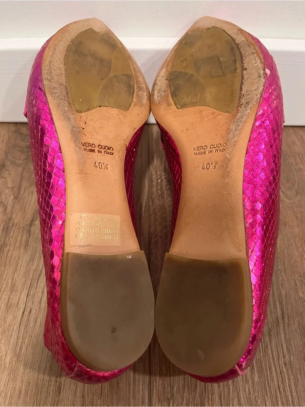 AGL softy pointy toe moccasin loafer Fuschia snake - Picture 15 of 16